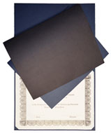 blue and black textured linen paper certificate covers