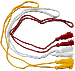 Red, white and gold graduation cords