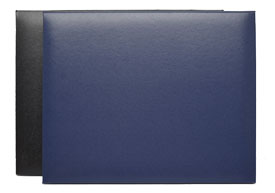 black and navy diploma cases with page protectors included